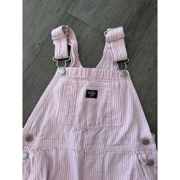 Vintage OshKosh Overalls Pink & White Stripe Size 5 Vestbak Family Photos - Picture 2 of 12